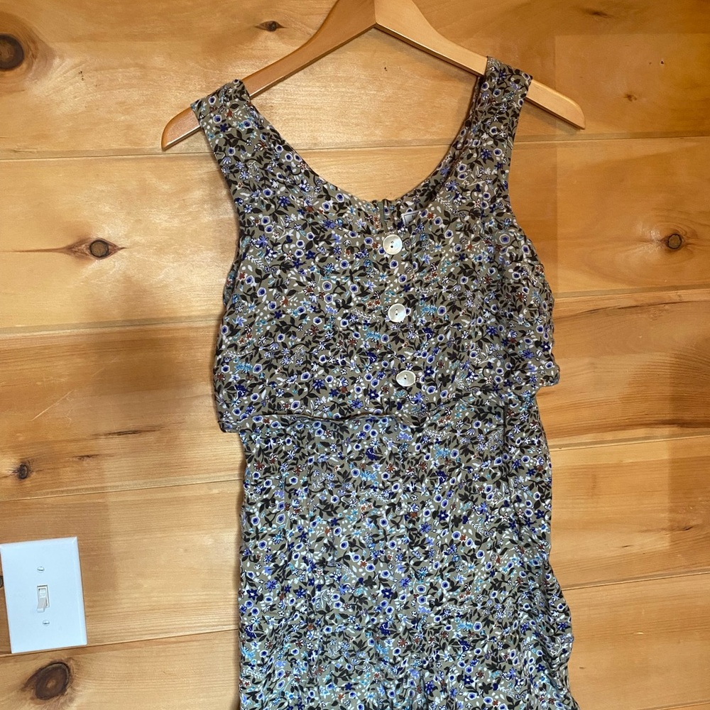 Vintage Floral Sleeveless Button-Front Romper